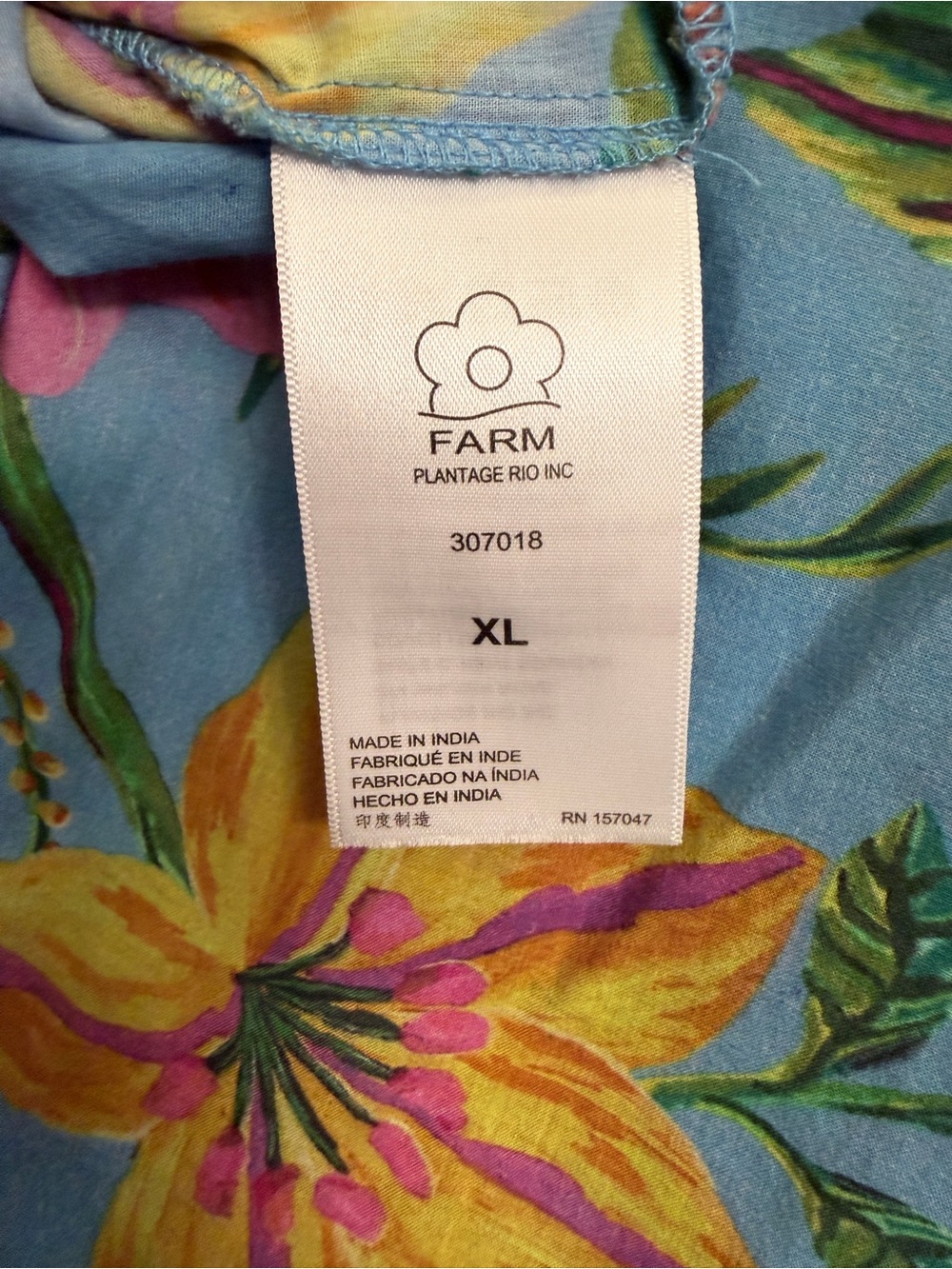 FARM Rio Blue Floral Lace-Trim Puff Sleeve Blouse - Picture 10 of 14